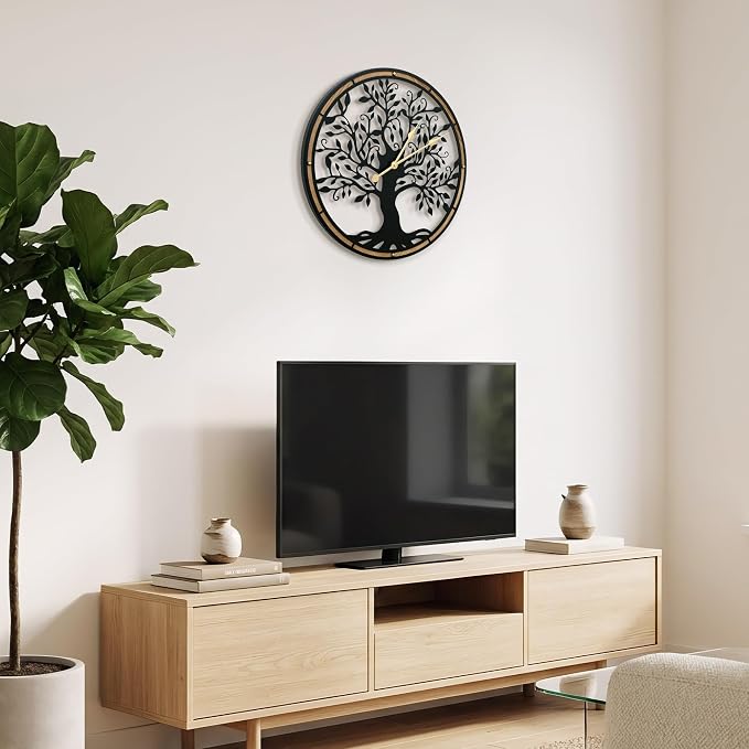 Micasso Farmhouse Large Wall Clock: 24 Inch Rustic Tree of Life Metal - Image 9