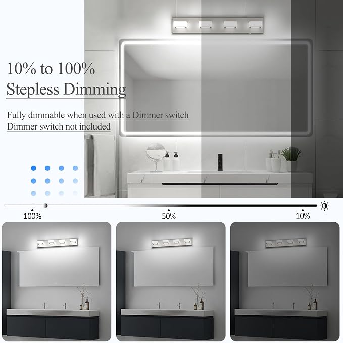 Ralbay 5 Color Temperature Brushed Nickel Vanity Lights - Image 3