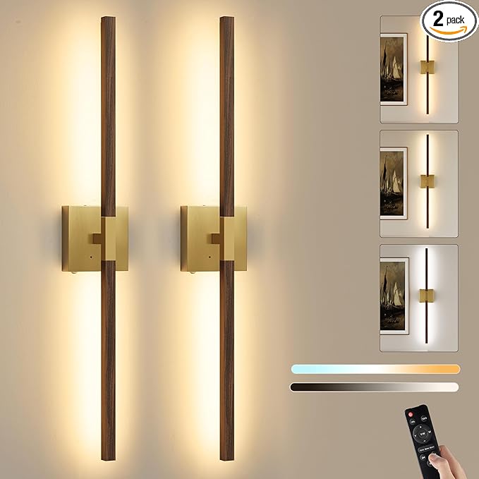 Rayogale 36 Inch Rechargeable Battery Operated Wall Sconce Set 2, 8000mAh by Rayogale
