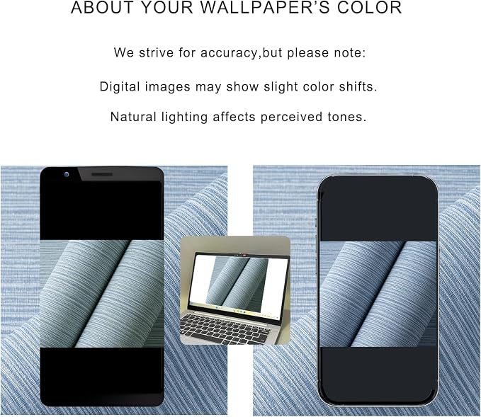 Grasscloth Textured Wallpaper Dark Blue Linen Thick 24" X 394" Fabric Contact - Image 4