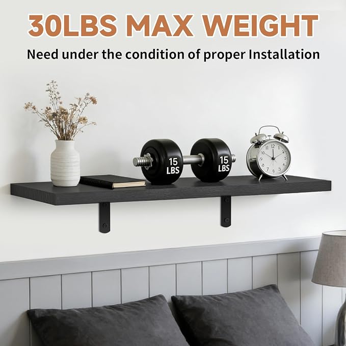 Easy Install Floating Shelves, 15.7 Inch Wall Mounted Wood Shelf, Hanging Shelf - Image 4