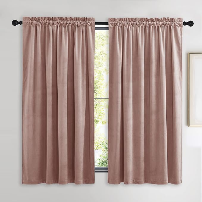 NICETOWN Dusty Pink Velvet Curtains and Drapes by NICETOWN