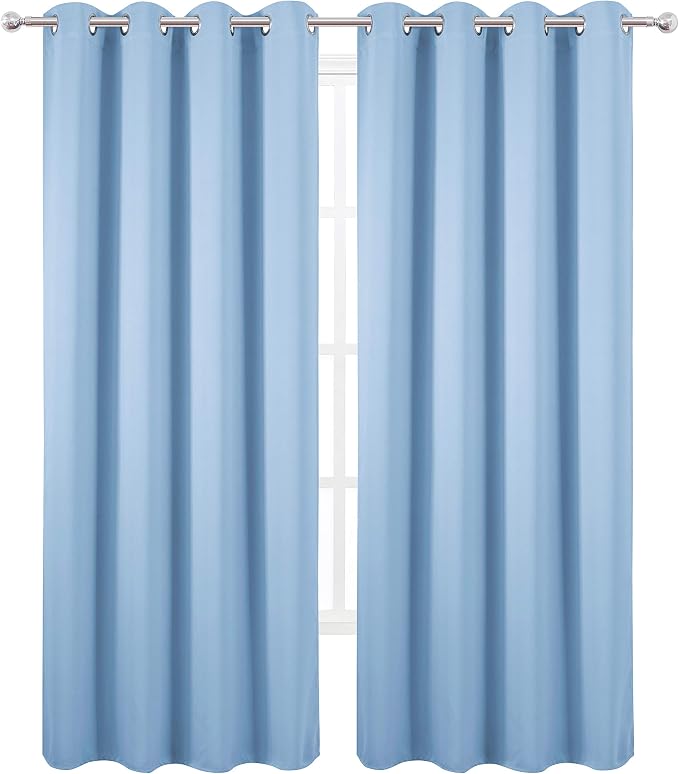 LEMOMO Sky Blue Thermal Blackout Curtains/52 x 95 Inch/Set of 2 Panels Room - Image 2