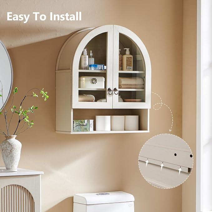 IFGET Bathroom Arched Wall Cabinet, 23.6'' Wide Medicine Cabinet - Image 8
