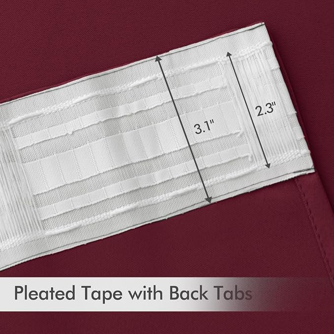 MIULEE Christmas Wine Red Back Tab Blackout Curtain 96 Inch Long 2 Panels Set - Image 4