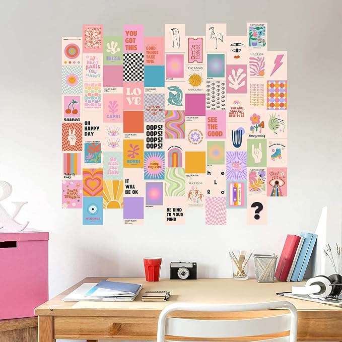 Preppy Room Decor, Cute Preppy Wall Decor, Trendy Pink Photo Collage Kit 4"x6" - Image 4