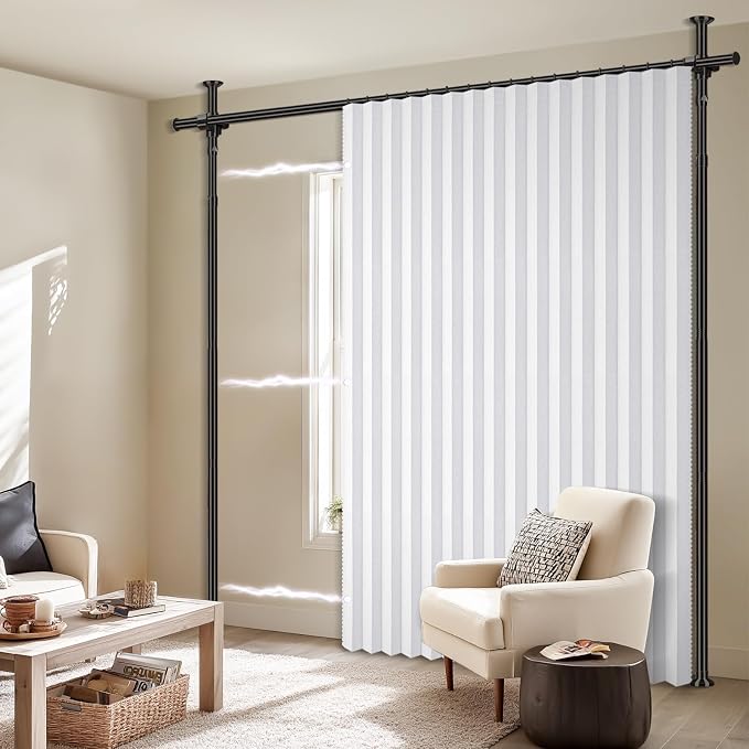100% Blackout Room Divider Curtains Sets White W100 x L96 in 1 Panel No Drill - Image 7