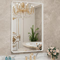 LOAAO 24x32 Inch White Metal Framed Bathroom Mirror by LOAAO