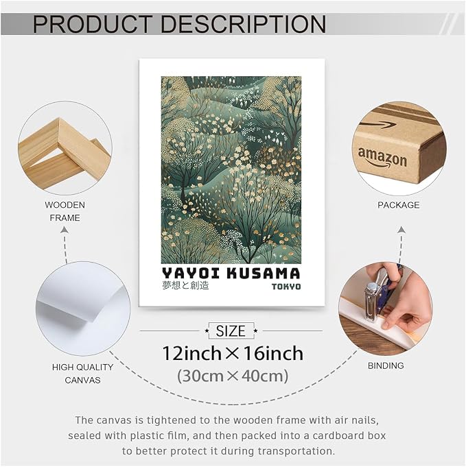 Yayoi Kusama Inspired Poster Japanese Botanical Wall Art Abstract Yayoi Kusama - Image 2