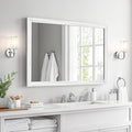 White Wood Effect Framed Wall Mirror, 24x36 Rectangle Mirror, Anti-desilvering by Ultrue