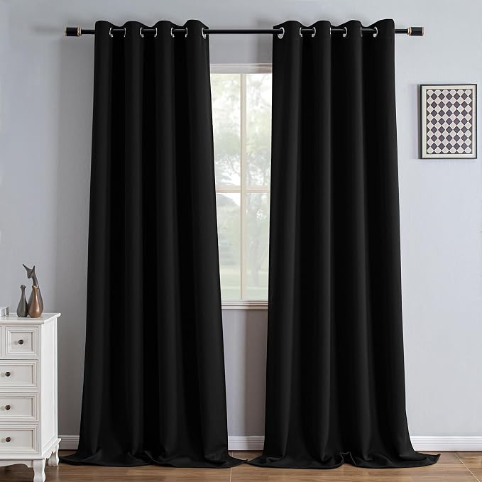 IGEMAEVE Black Blackout Curtains 108 Inch Length 2 Panels Set, Grommet Energy - Image 6