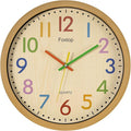 Foxtop Silent Kids Wall Clock 12 Inch Non-Ticking Battery Operated Colorful by Foxtop