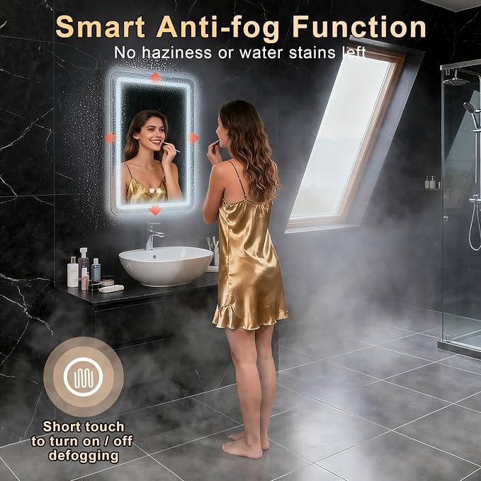 LED Bathroom Mirror, 16 x 24 Inch Anti-Fog Bathroom Mirror - Image 7