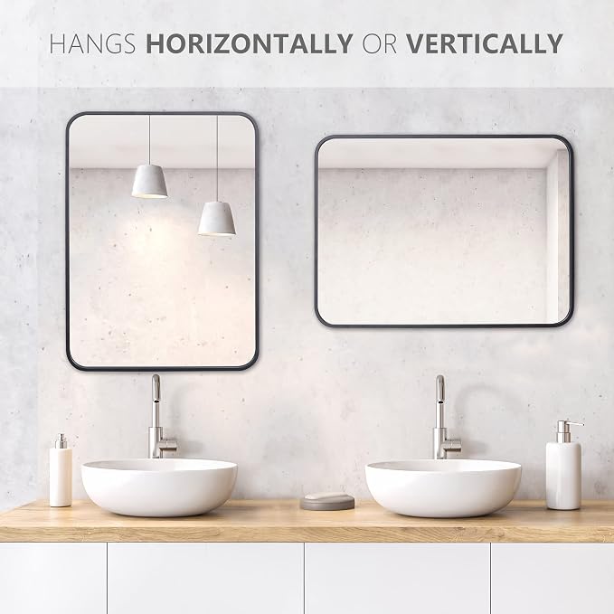 ZenStyle 2 Packs Black Metal Framed Rectangular Wall Mirror 22" x 30" Bathroom - Image 2
