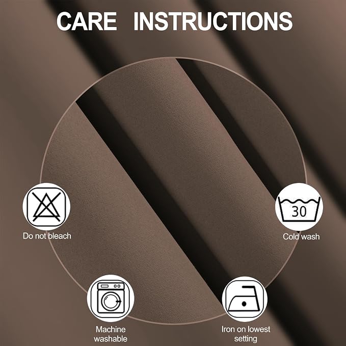 LEMOMO Blackout Curtains 52 x 90 Inch Long Chocolate Curtains Set of 2 Panels - Image 4