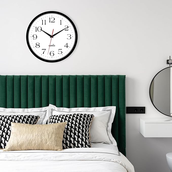 HIPPIH 2 Pack Silent Wall Clock, 10 Inch Non Ticking Quiet Digital Sweep - Image 5