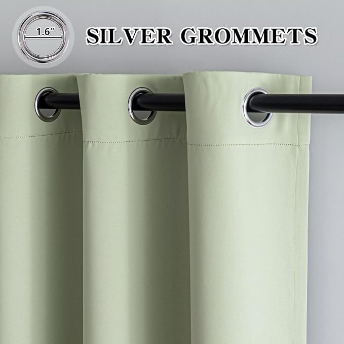 IGEMAEVE Sage Green Curtains 84 Inch Length 2 Panels Set, Light Filtering - Image 3