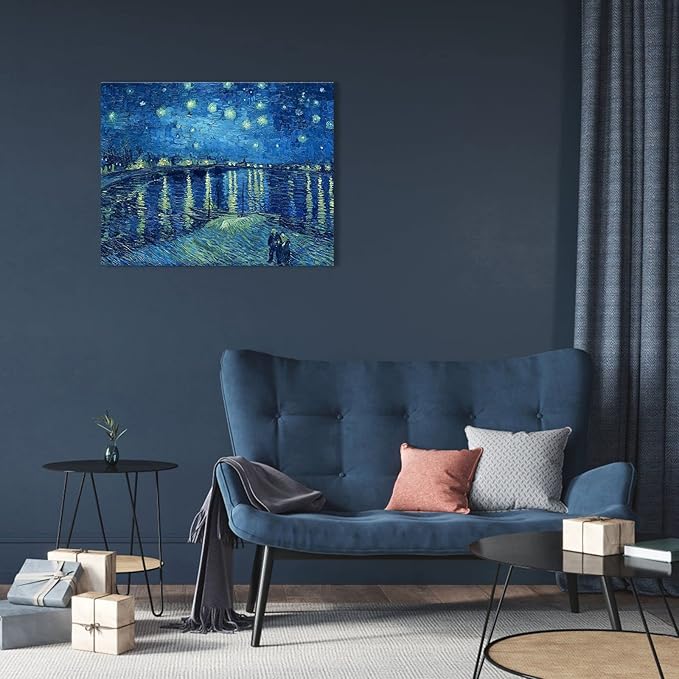 1 KINGO Van Gogh Canvas Wall Art: Starry Night over the Rhône Oil Painting - Image 3