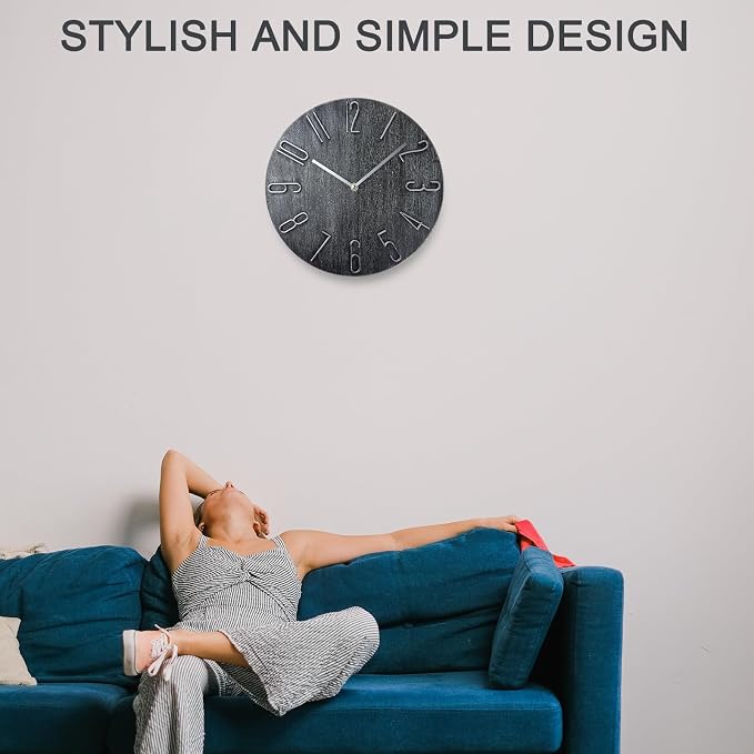 Wall Clock, Silent Clock, Wall Clocks Battery Operated， 12 inch Modern Wall - Image 3