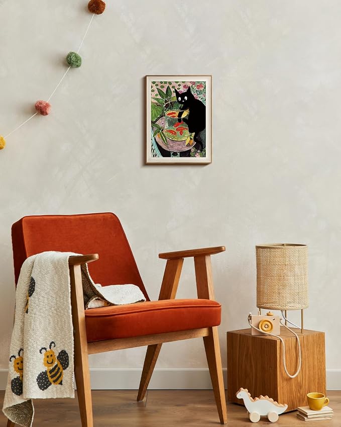 VIYYIEA Framed Wall Art for Living Room, Silly Cat Canvas Prints, Vintage Home - Image 6