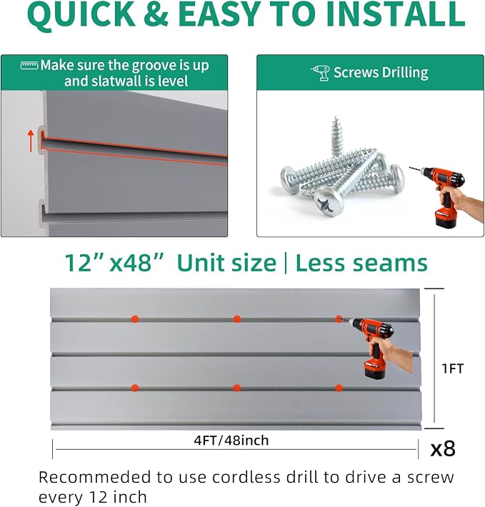 FRAYSCENT Slat Wall Paneling Garage Slat Wall Storage Systems Slatwall Panels - Image 3