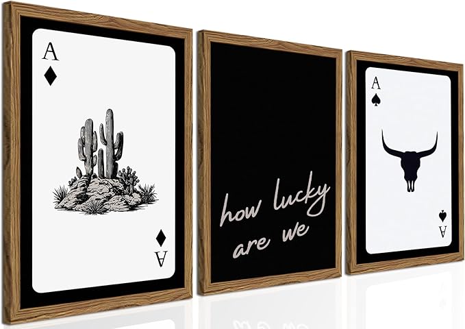 Western Wall Art Set of 3, Southwestern Cowboy Playing Card Wall Decor by TransformYourWallsElevateYourStyle