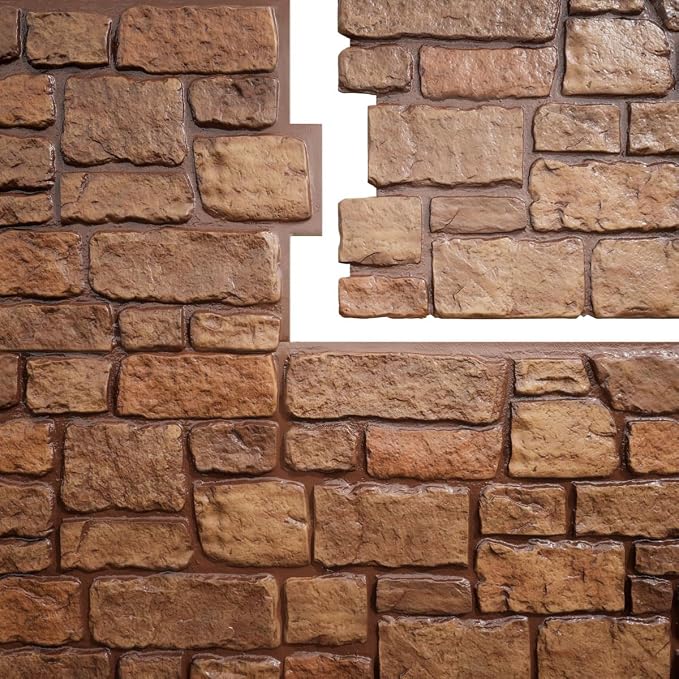 EverStone Cobblestone Faux Stone Panel, Copper Color - Image 9