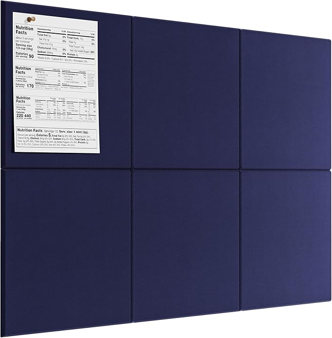 MaxGear Large Cork Board for Wall 36" x 24", Dark Blue Bulletin Board, 6 Pack by MaxGear