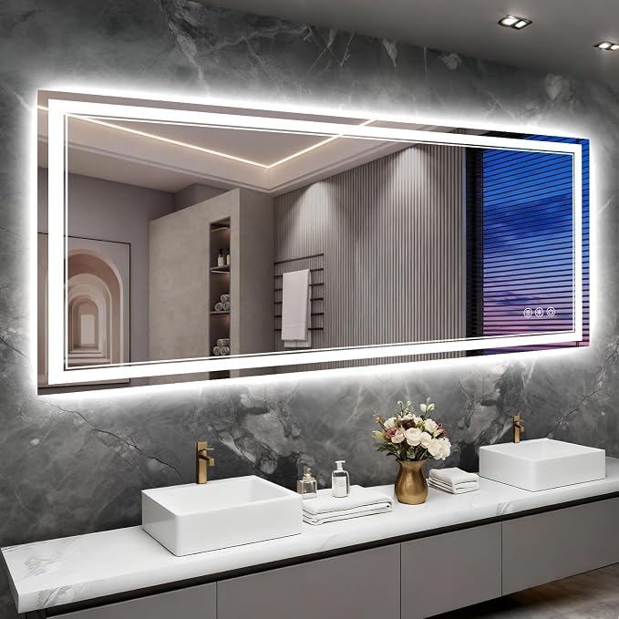72x32 Inch LED Bathroom Mirror by Wedhouc