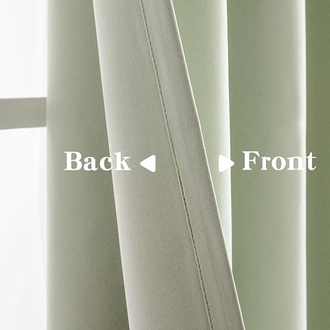 IGEMAEVE Sage Green Curtains 96 Inch Length 2 Panels Set, Light Filtering - Image 4