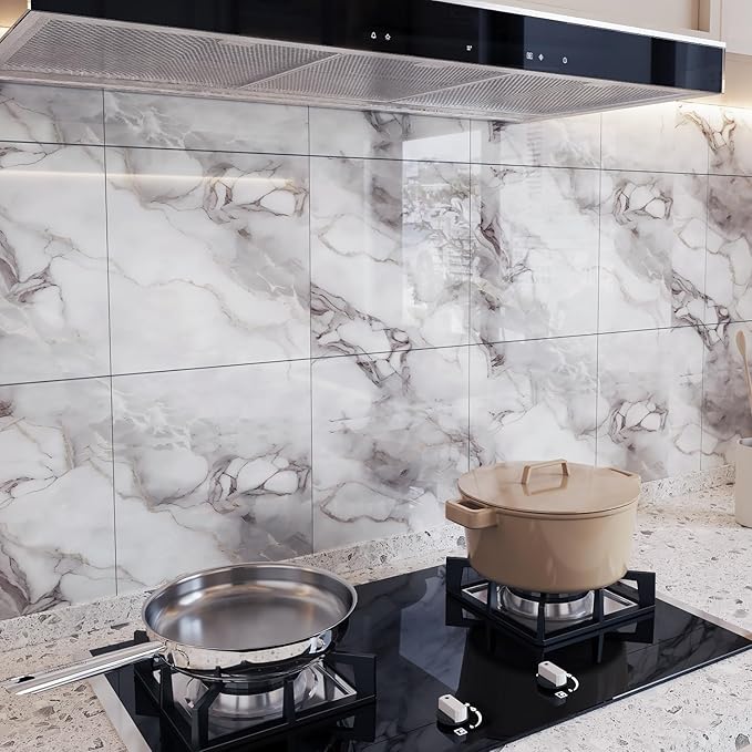 10pcs Peel and Stick Tile Shower Waterproof Marble Tiles Wall Panels, - Image 2