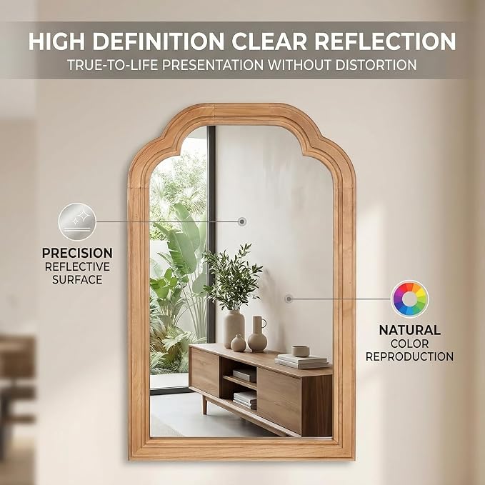 Wood Bathroom Mirror for Wall, 24 x 16 Inch Decorative Wall Mirror - Image 4