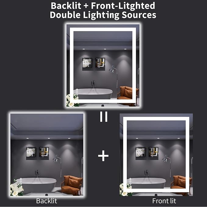 LOAAO 32"X36" LED Bathroom Mirror - Image 6