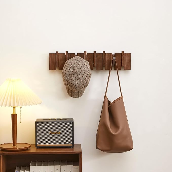 QUELLANCE Wood Coat Rack Wall Mount, Coat Hooks Hanger Wall Mounted, Heavy Duty - Image 3