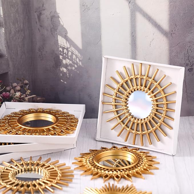 Namalu 6 Pcs Sunburst Mirror for Wall Decor, Small Circle Sun Decorative Mirror - Image 4