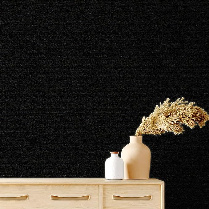 SHUFA Gold Black Cotton-Like Textured Grasscloth Wallpaper Matte Thick Real - Image 3