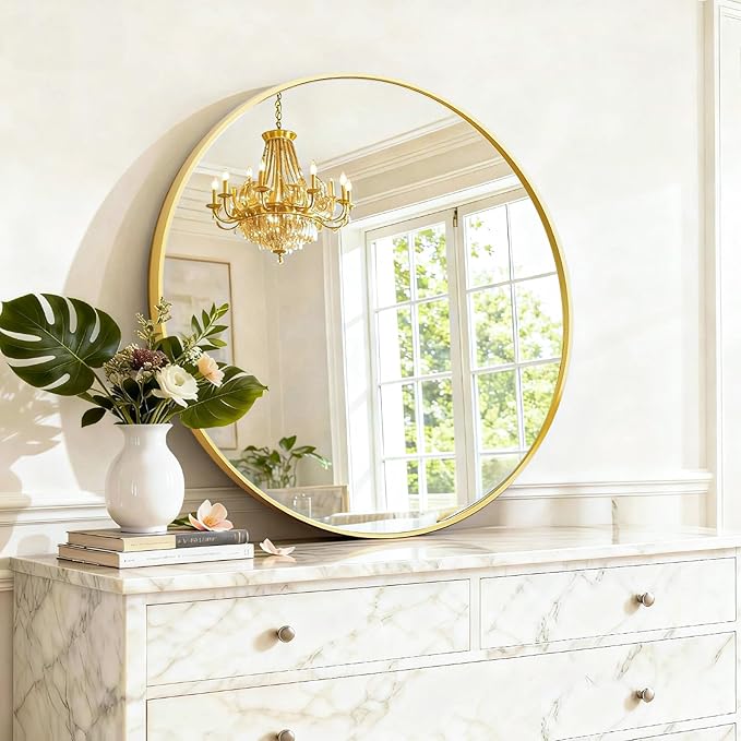 Round Wall Mirror 20 Inch Gold Vanity Mirror - Image 5