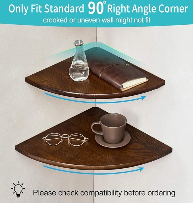 Corner Shelves, Floating Corner Shelf, Round End - Image 3