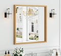 Syndra Square Natural Wood Frame Bathroom Mirror, Waterproof Slim Deep Frame by Syndra