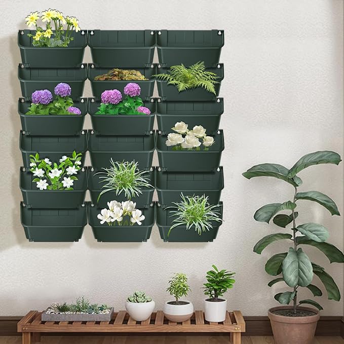 Vertical Wall Planter with 18 Pots, Hanging Garden Plant Flowerpot Holder - Image 4