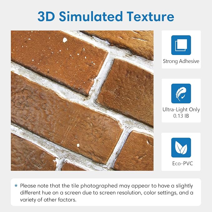 COMSTICKC 3D Faux Brick Wall Panels Peel and Stick Wall Stickers, Small Size - Image 3