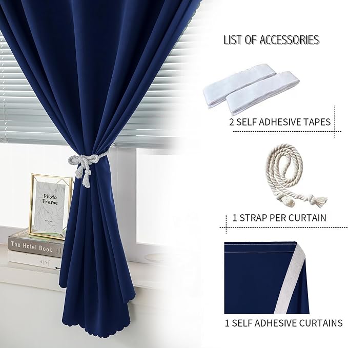 Portable Light Blocking Curtains Self-Stick Design, Removable Adhesive Window - Image 2