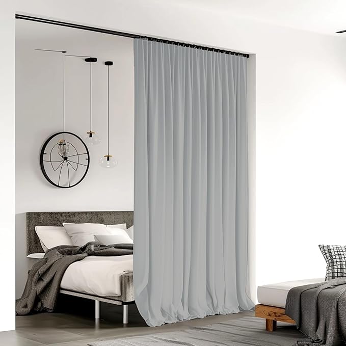 Room Divider Curtains for Ceiling Track Rod, 4.3 ft Wide x 10 ft Tall, Light - Image 2