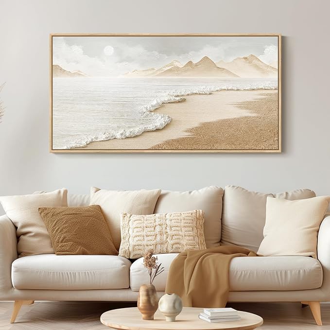 Framed Neutral Coastal Beach Wall Art - Image 2