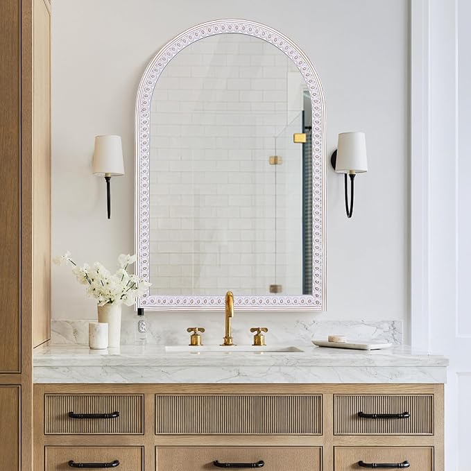 36x24 Inch Bathroom Mirror Arched Wooden Arched, Rustic Farmhouse Arch Wall - Image 6