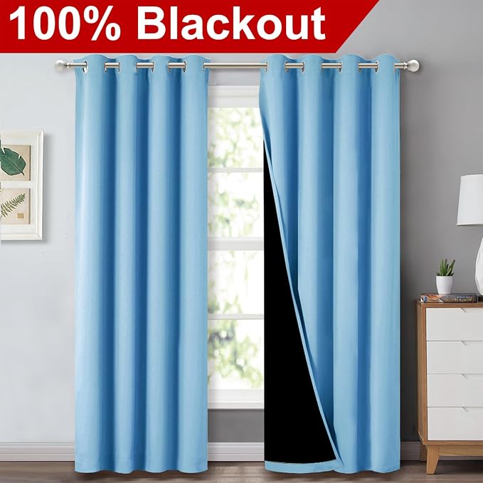 NICETOWN 100% Blackout Curtains 84 inches Long, 52 inches Wide, Pair of Energy - Image 2