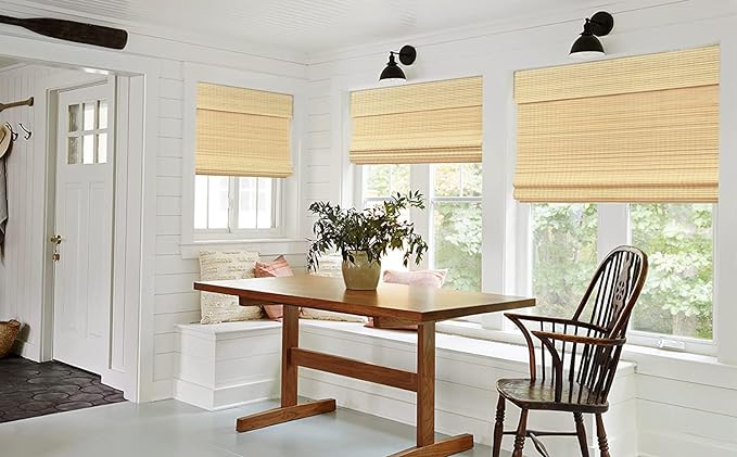 LazBlinds No Tools No Drill Cordless Bamboo Roman Shades, Privacy Window - Image 4