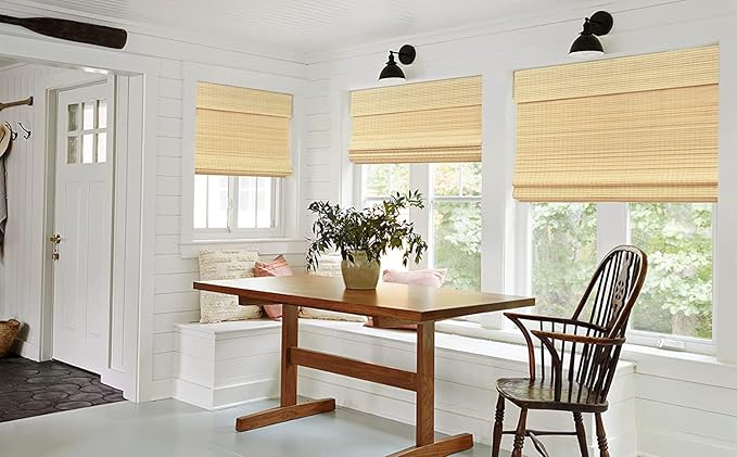 LazBlinds No Tools No Drill Cordless Bamboo Roman Shades, Privacy Window - Image 4