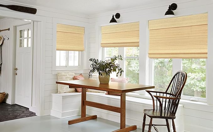 LazBlinds No Tools No Drill Cordless Bamboo Roman Shades, Privacy Window - Image 4