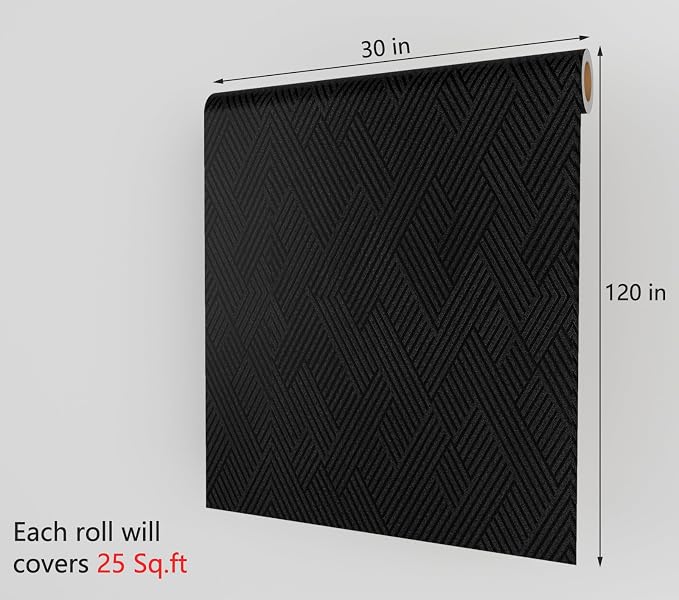 Decotalk 30"x120" Textured Peel and Stick Wallpaper Black Geometric - Image 7